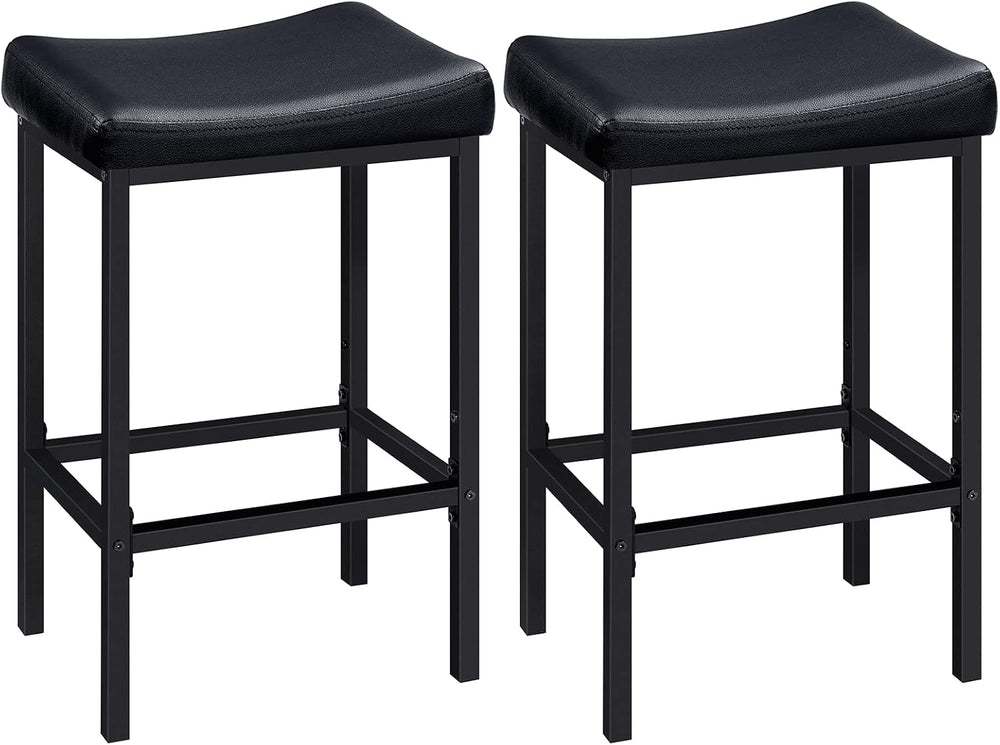 HOOBRO Bar Stools, Set of 2 Bar Chairs, Counter Height Stools, Saddle Barstoo...