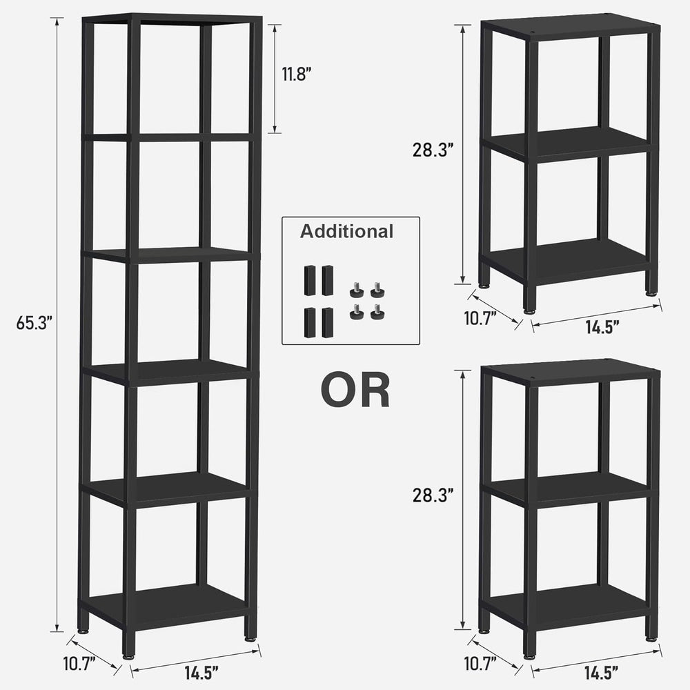 TUTOTAK Bookshelf, 6-Tier Tall Book Shelf, Narrow Bookcase for Small Space, D...