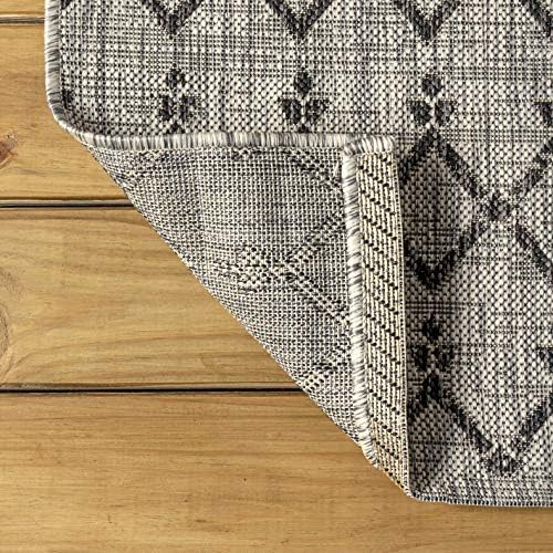 JONATHAN Y Moroccan Geometric Indoor Outdoor Area Rug 8X10 Light Gray/Black, ...