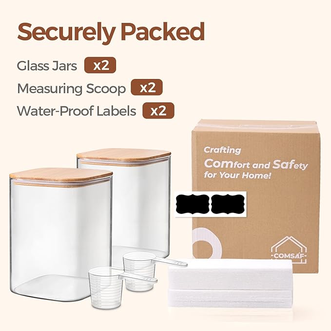 ComSaf 3.6 Qt Glass Food Storage Containers Set of 2, Large Storage Containers