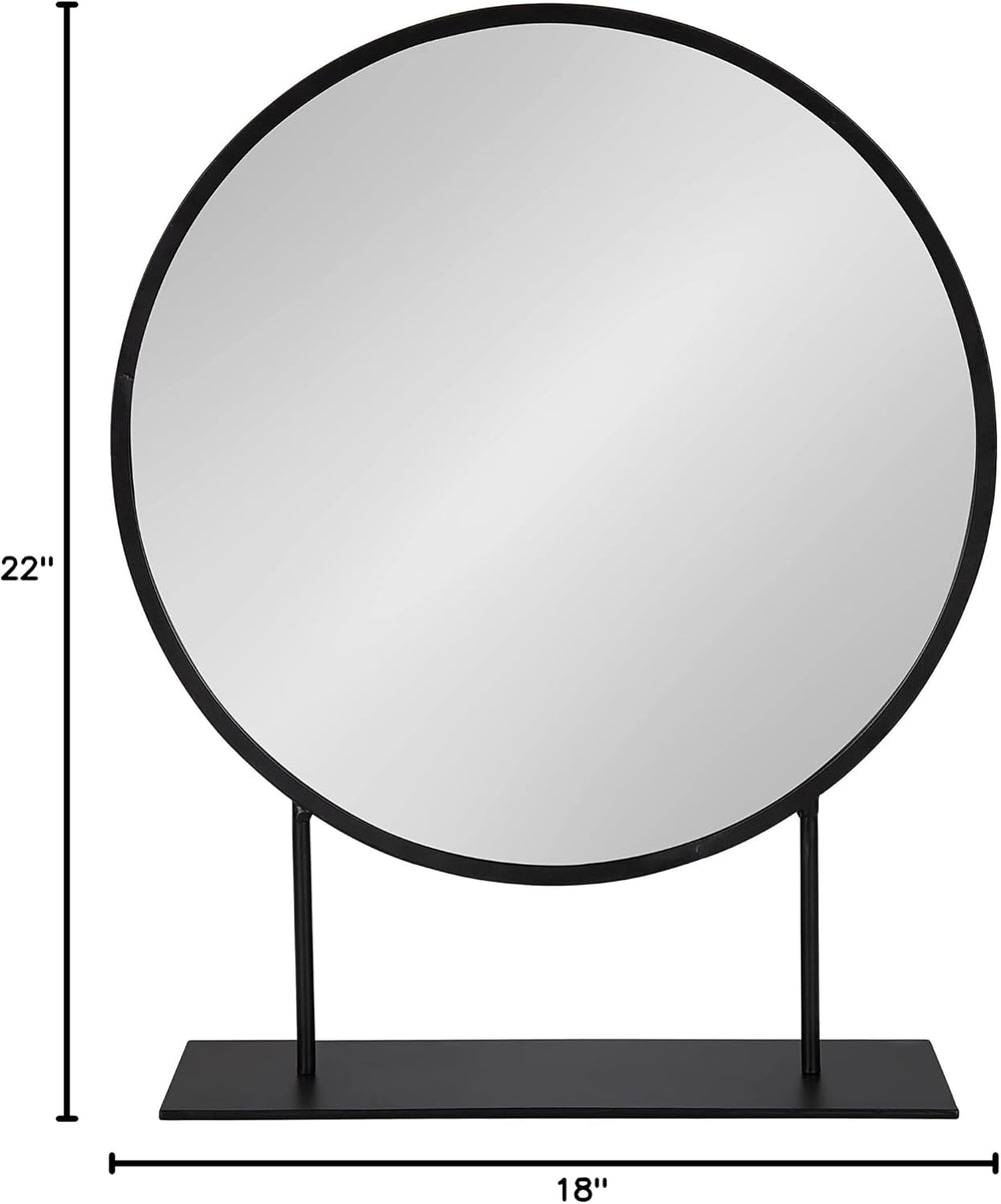 Kate and Laurel Rouen Modern Glam Round Metal Frame Table Mirror with Stand, ...