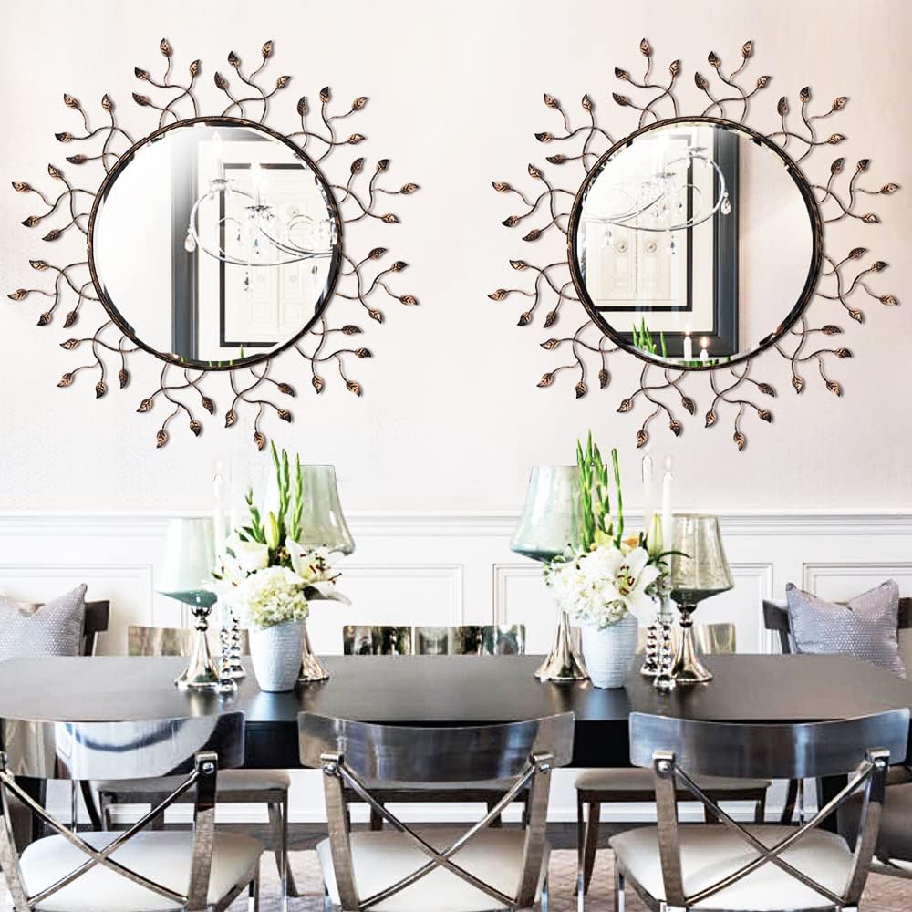 Chende Round Decorative Mirror for Wall Decor, 39" x 39" Large Livi...