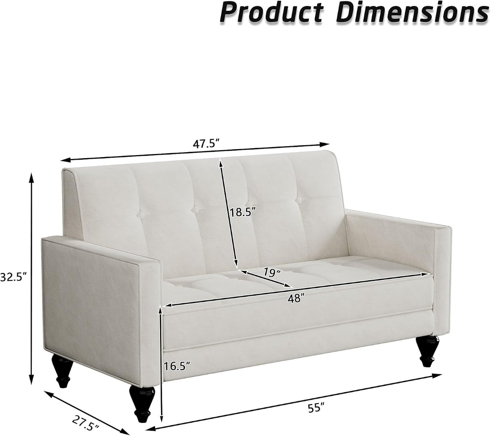 Velvet Love Seat Mini Couch Small Settee Loveseat Bench for Living Room Small...
