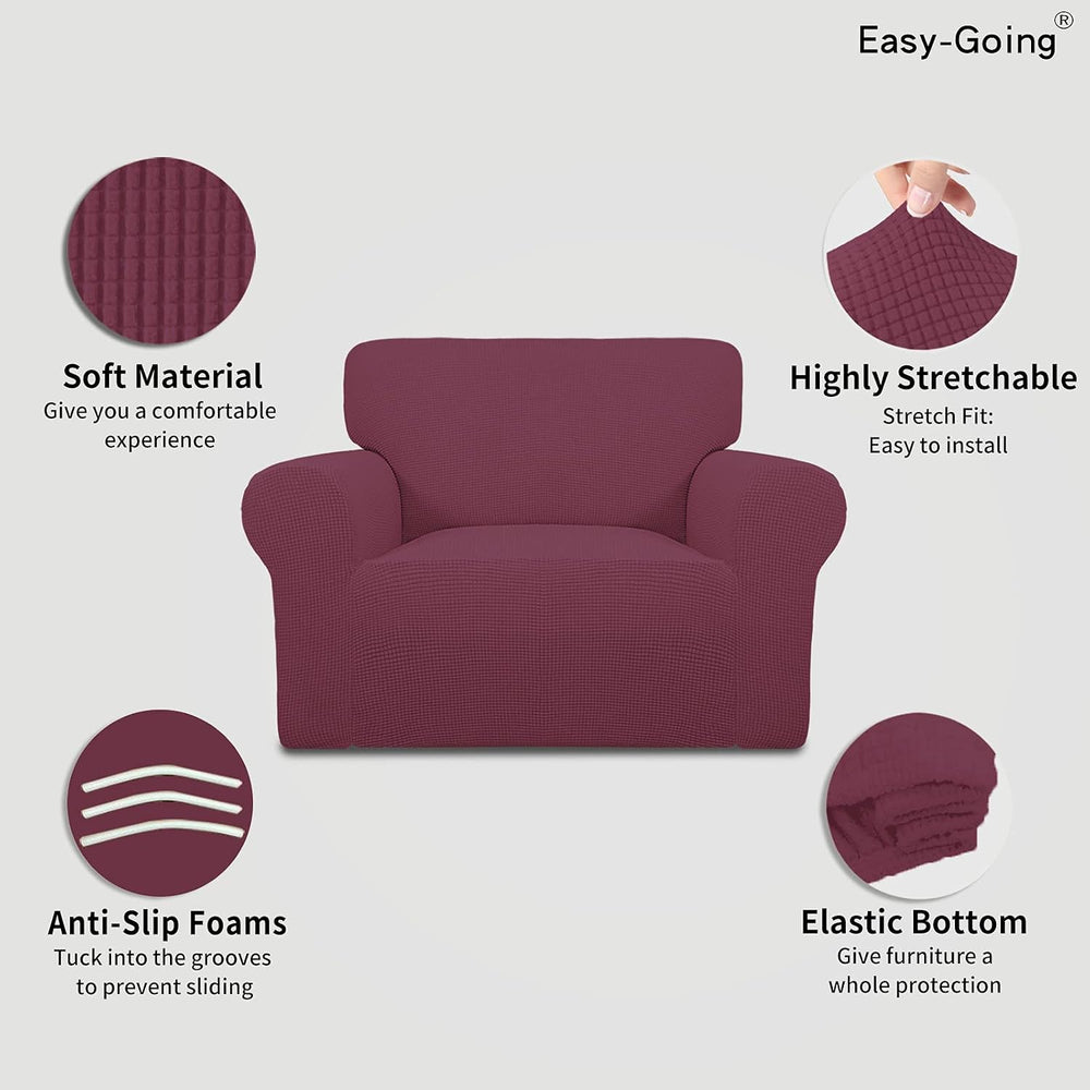 Easy-Going Stretch Oversized Chair Slipcover with Arm Washable ASH Rose
