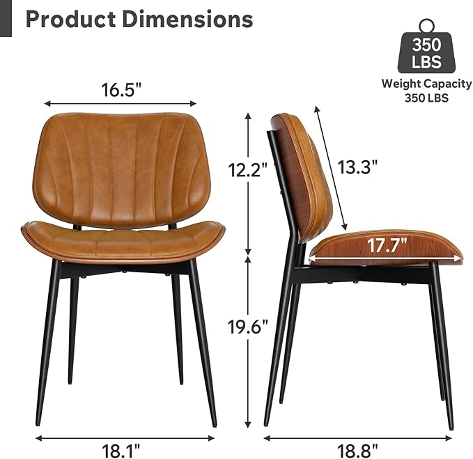 Dining Chairs Set of 4, Mid Century Modern Dining Room Chairs, Upholstered Fa...
