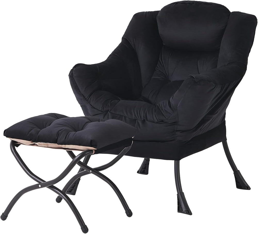 Lazy Chair with Ottoman,Comfy Accent Living Room Chair with Footrest Set