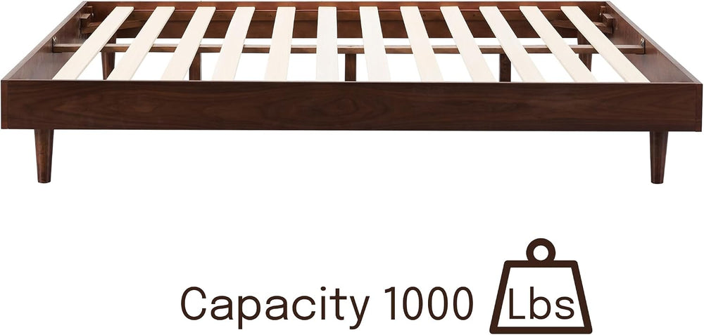 NTC Fly Wooden Bed Frame Without Headboard, Crafted from Walnut, Rubber Wood ...
