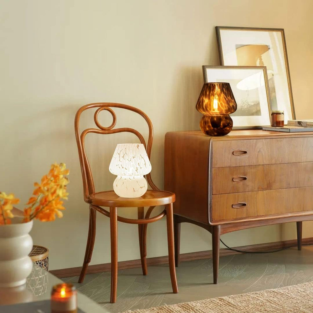 ONEWISH Mushroom Lamp Small Vintage Table Lamp for Bedroom Nightstand, Bedsid...