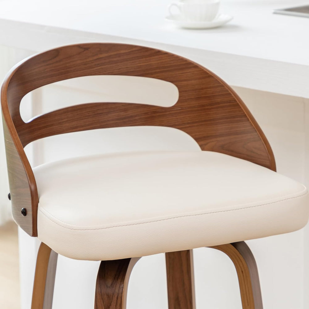 Mid Century Modern Bar Stools, Swivel Bar Stools with Walnut Craftsmanship