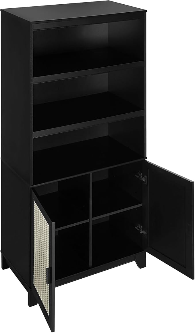 Manhattan Comfort Sheridan Modern Cane Bookcase with Adjustable Open Shelves,...