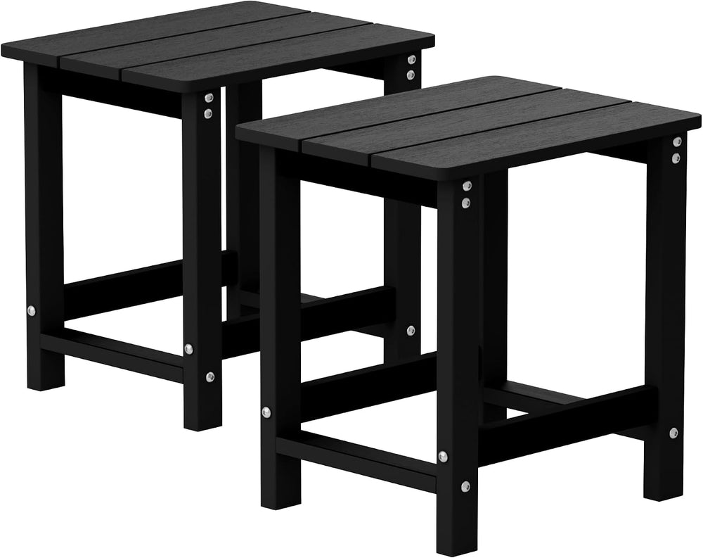 MXIMU Outdoor Side Table Set of 2, Adirondack Table, All Weather, Black