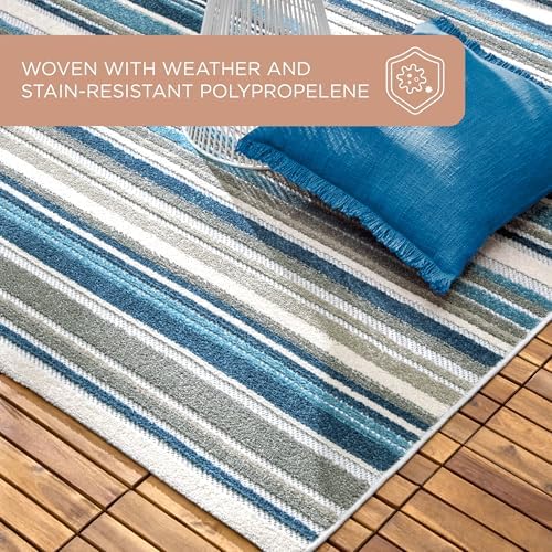 TOWN & COUNTRY EVERYDAY Rio Multicolor Stripe Indoor Outdoor Area Rug, UV...