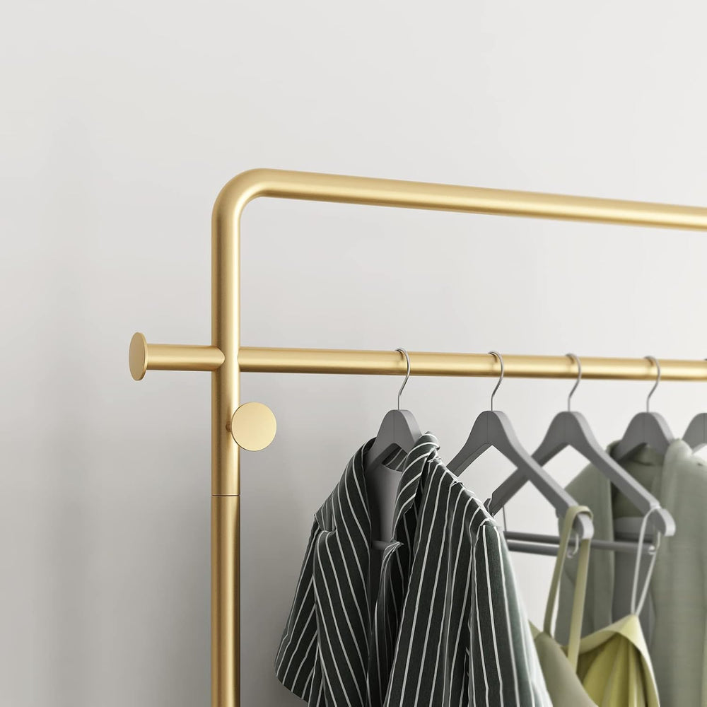 TIEOU Gold Coat Racks with Shelf, Heavy Duty Gold Clothing Racks for Boutique...