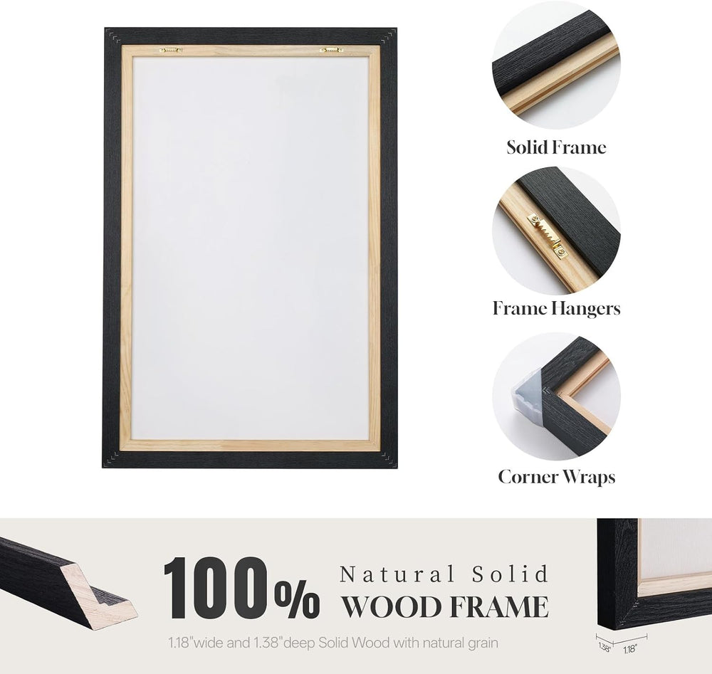 Extra Large Framed Neutral Brown Black Abstract Wall Art for Living Room