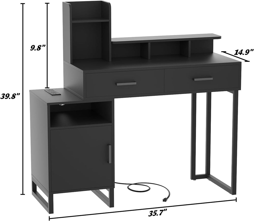 Besiost Vanity Desk, Small Vanity Desk with Power Outlet, Makeup Desk with Dr...