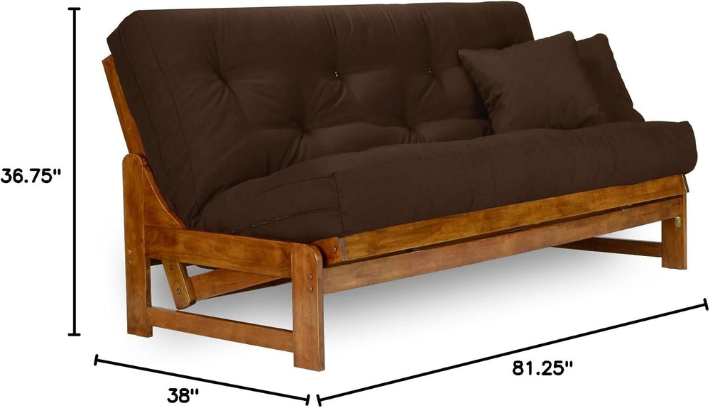 Arden Futon Set - Queen Size, Frame, 8" Mattress, Microfiber Sussex Fudg...