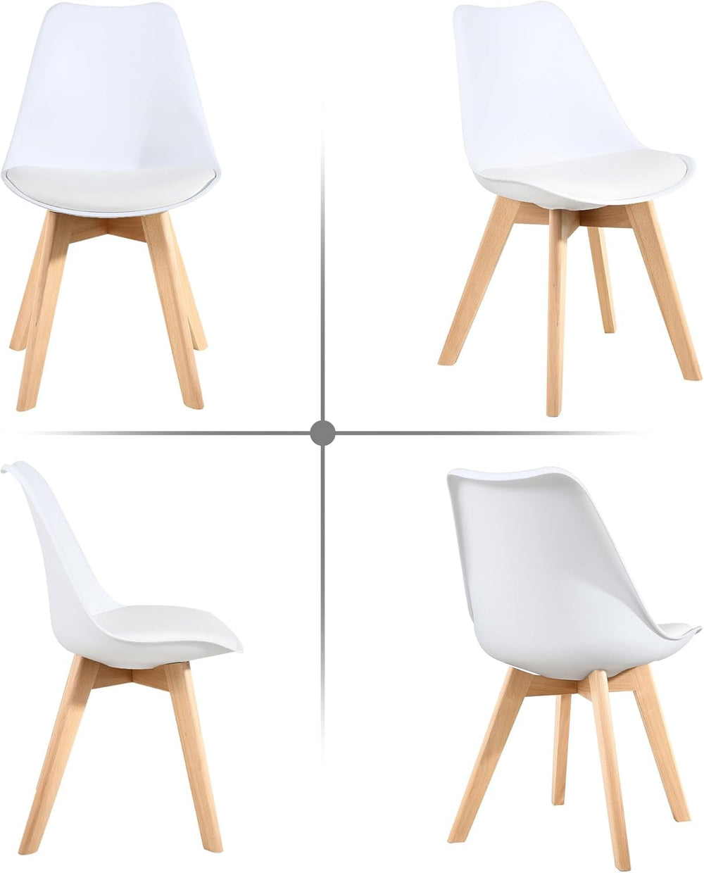 LSSBOUGHT Mid Century Modern Dining Chairs,Shell Lounge Plastic Side Chair wi...