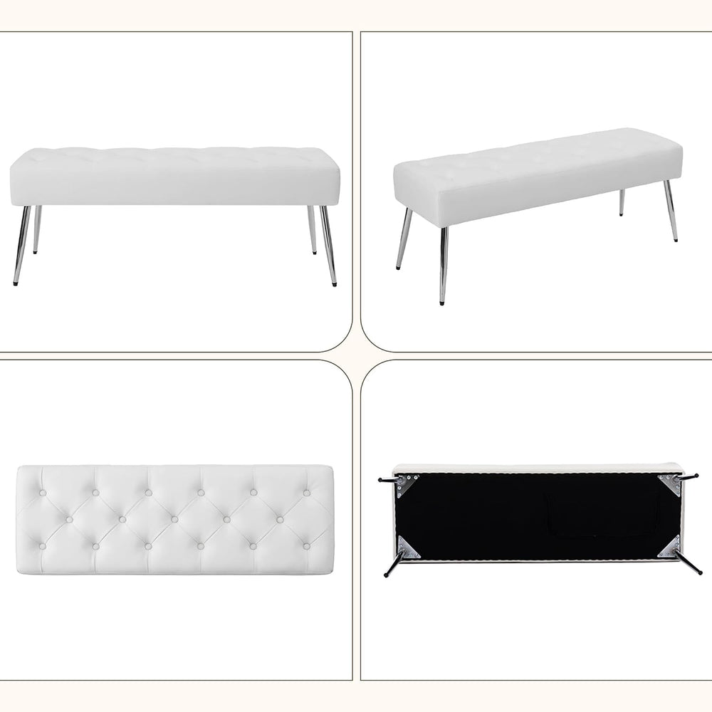 DUHOME Button-Tufted Ottoman Bench, Upholstered Footrest Stool Rectangular Di...