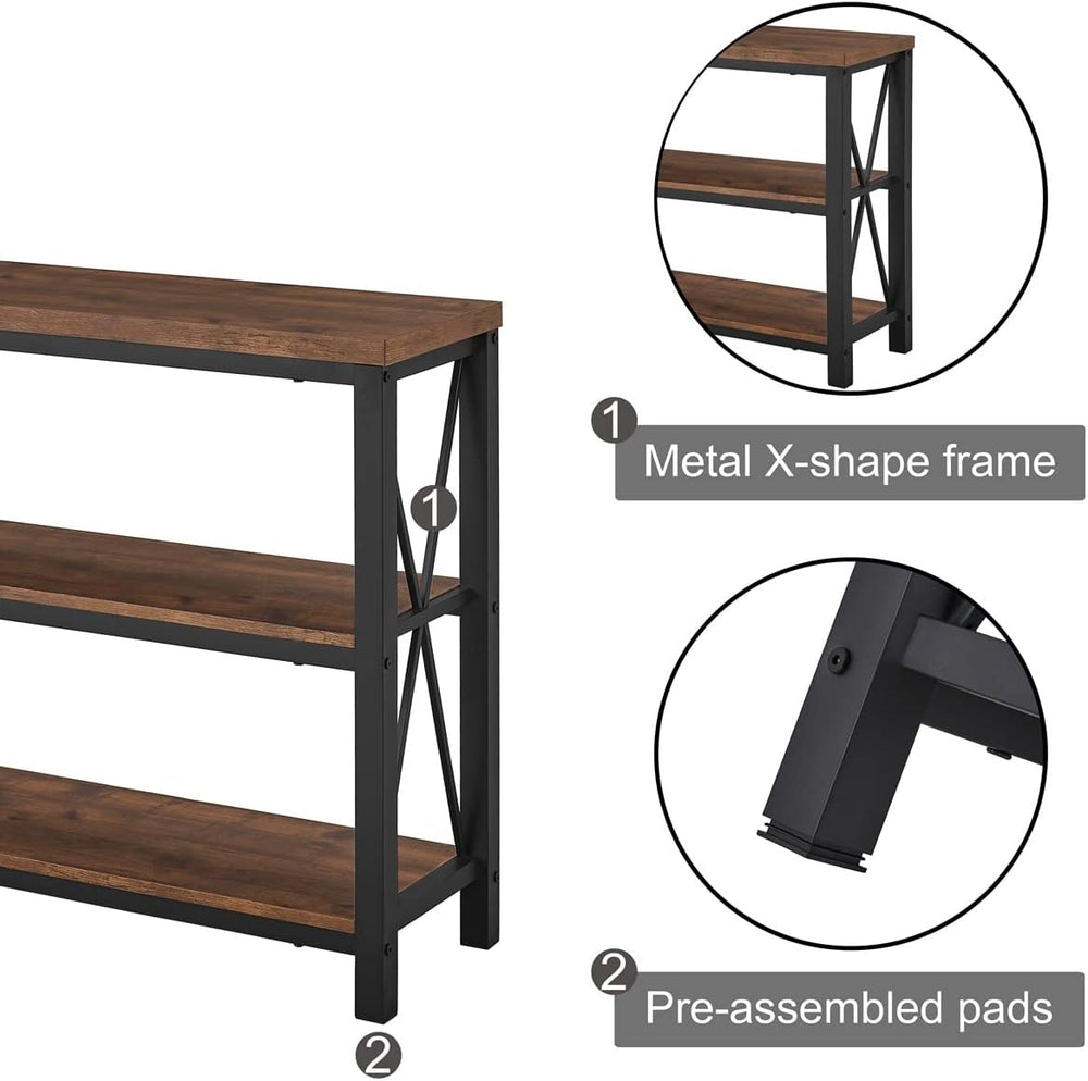 BON AUGURE 47” Narrow Console Table, 3 Tier Sofa Table Behind Couch, Rustic |...