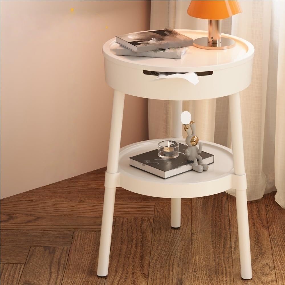 2 Tier Portable End Table, Decorative Side Table, PP Plastic Coffee Table, Mo...