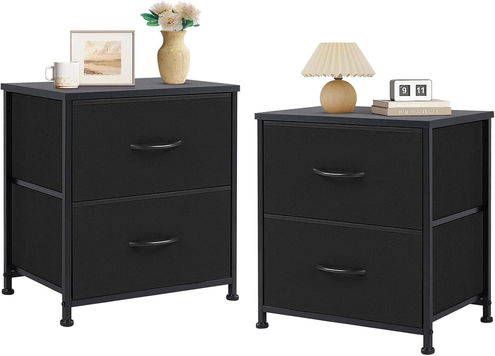 DUMOS Nightstand Small Dresser with 2 Fabric Drawers, Side Tables Bedroom End...