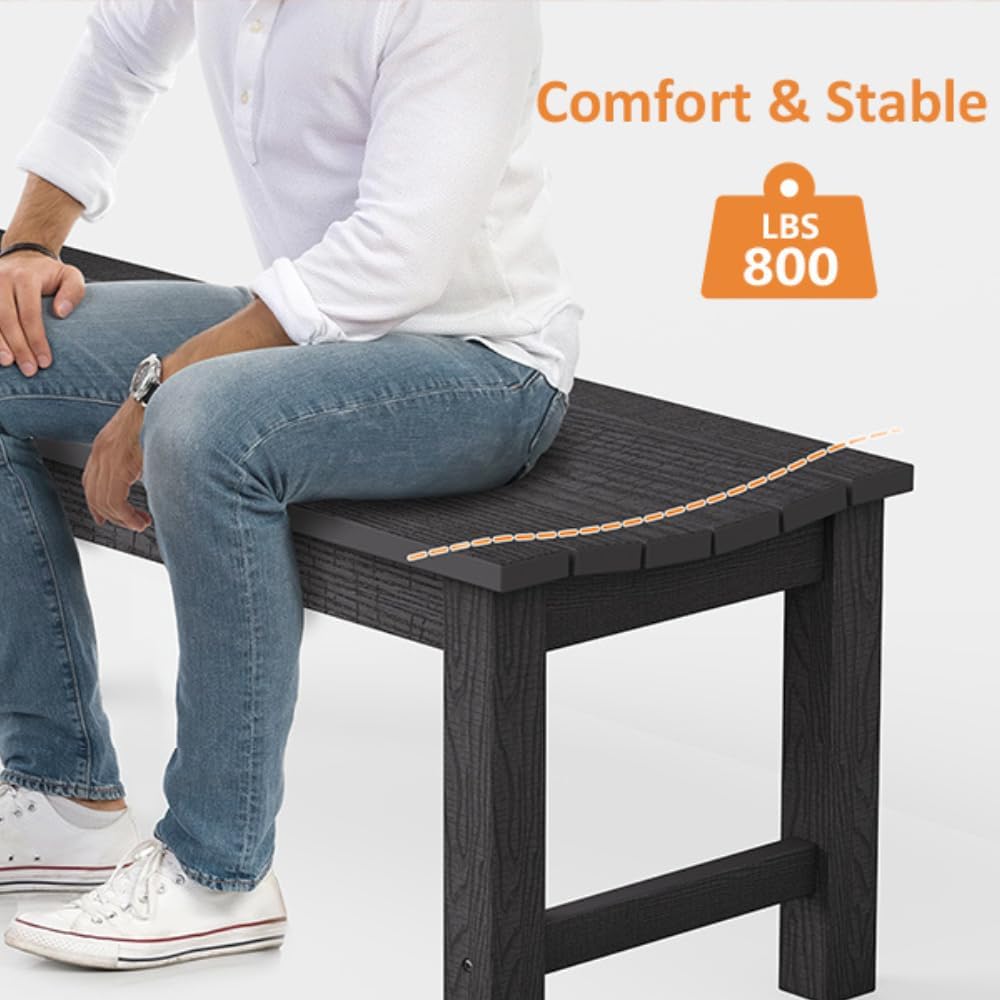 Outdoor Bench, 2-Person Patio Backless Bench Holds up to 800lbs, Weatherproof...