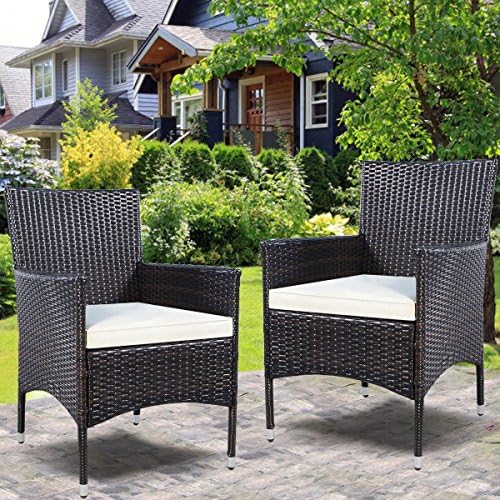 Tangkula 2 Pcs Patio Armchair Rattan Single Chair Set Outdoor Modern Wicker R...