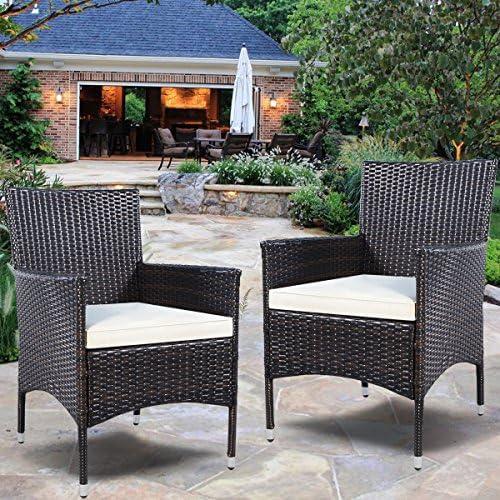 Tangkula 2 Pcs Patio Armchair Rattan Single Chair Set Outdoor Modern Wicker R...