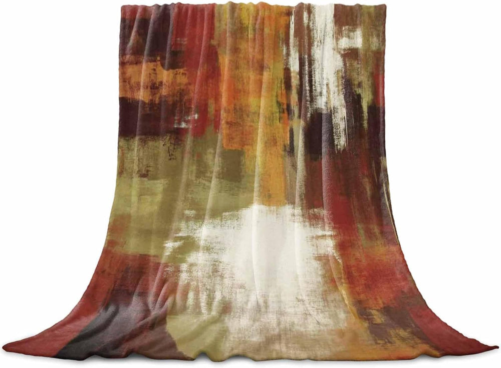 DecorLovee Burnt Orange Blanket 50"x60", Reversible Brown Green Fal...