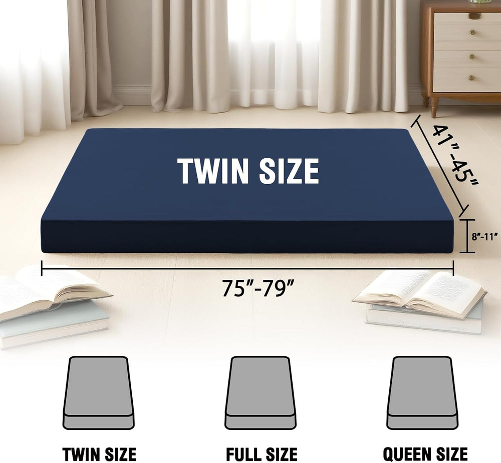 Futon Mattress Cover for Traditional Japanese Futon,Twin, Navy