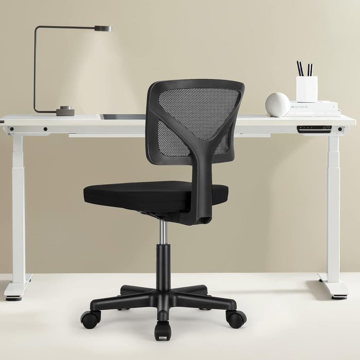 Sweetcrispy Small Armless Desk Chair, Mesh Rolling Office Chairs