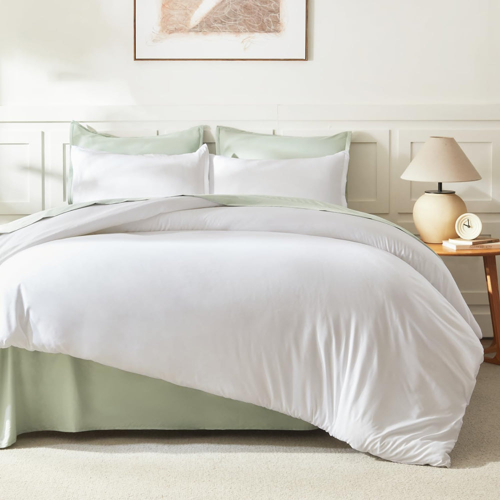Litanika Queen Comforter Set White, 3 Pieces Lightweight Solid Bed Set