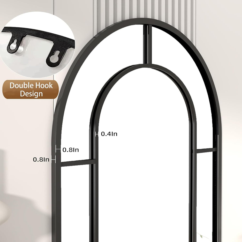 Arched Full Length Mirror, 56"x22" Large Window Floor Mirror, Farmh...