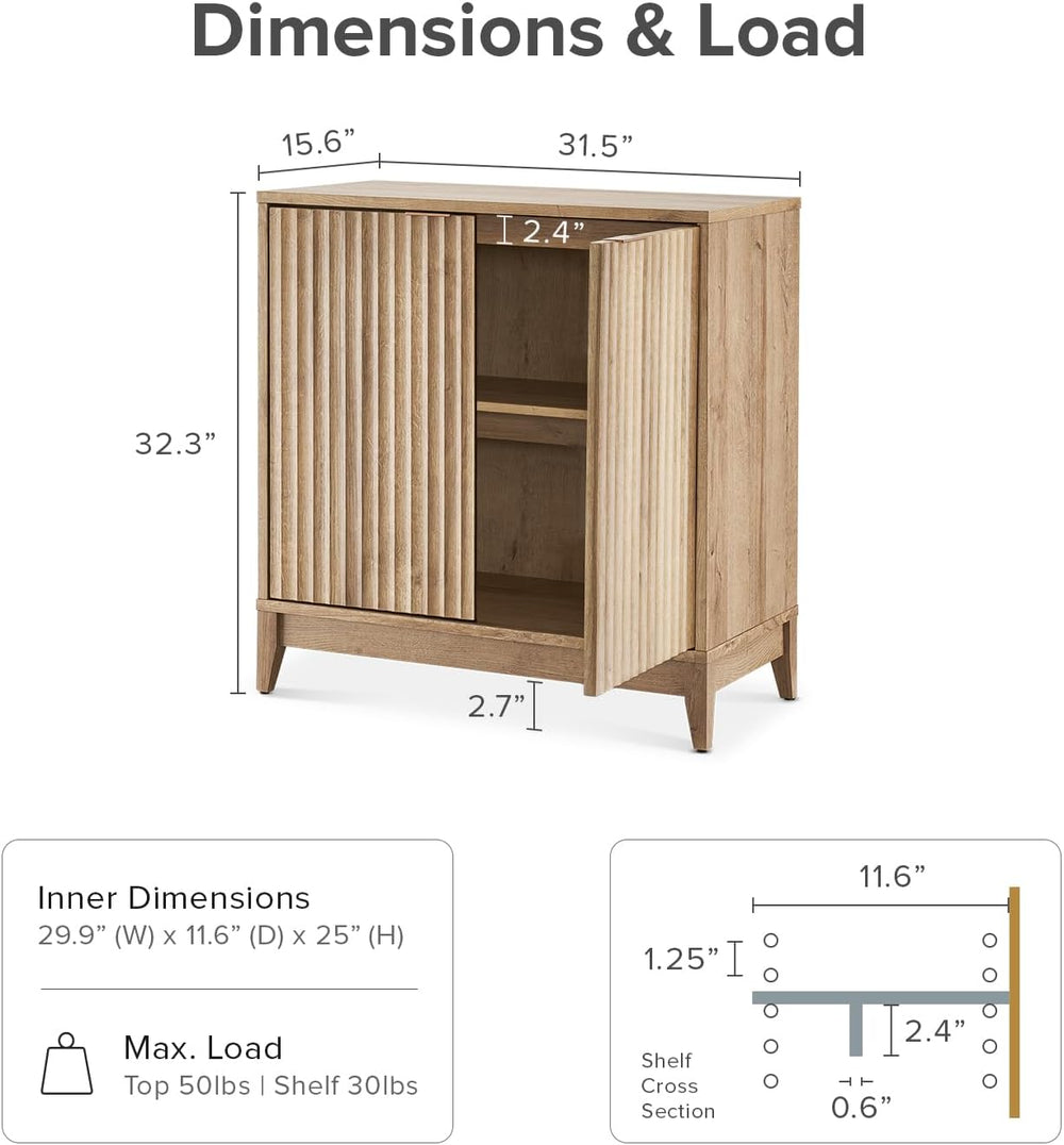 mopio Brooklyn Storage Cabinet, Sideboard, Credenza (Oak, Set of 2)