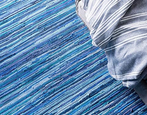 Unique Loom Chindi Cotton Collection Soft Hand Woven Natural Fiber Striped Ar...