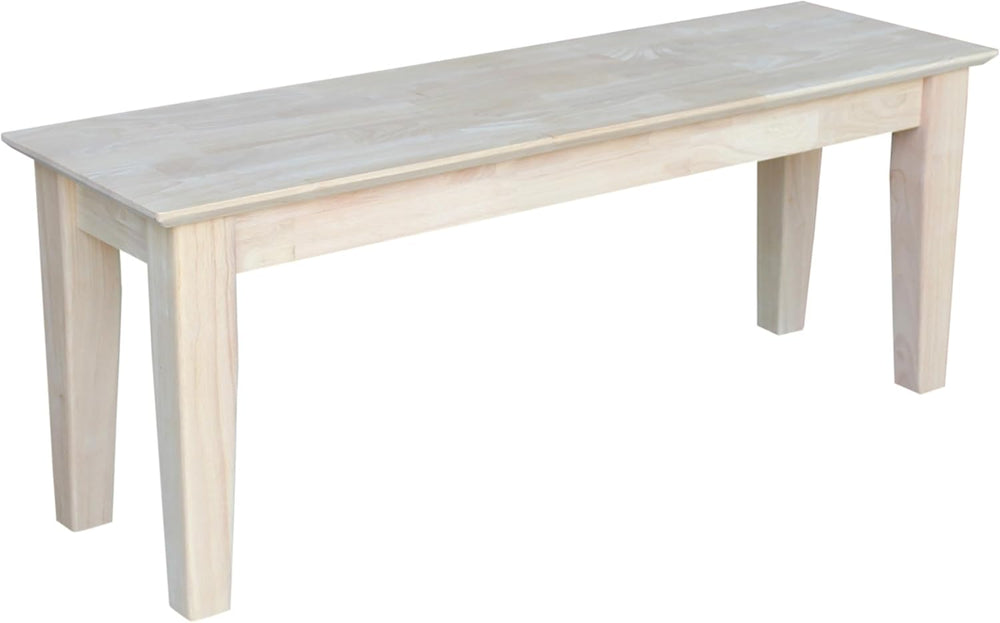 International Concepts Shaker Style Bench, 47-Inch Wide, Solid Parawood, Unfi...