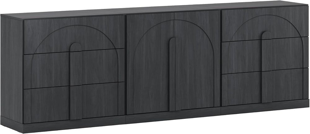BELLEZE Bijou 3-Piece Modular Sideboard Buffet Cabinet - Ebony