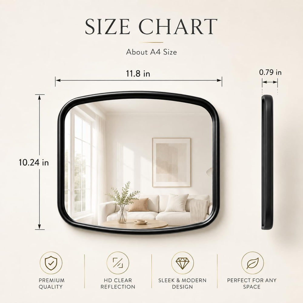 2 Pack Rounded Square Wall Mirror, 10"x12" Metal Framed Decorative ...