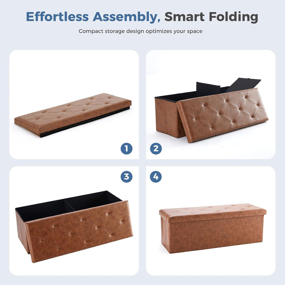 DUMOS 43 Inch Folding Storage Ottoman Bench, Large Ottoman with Storage | Sto...