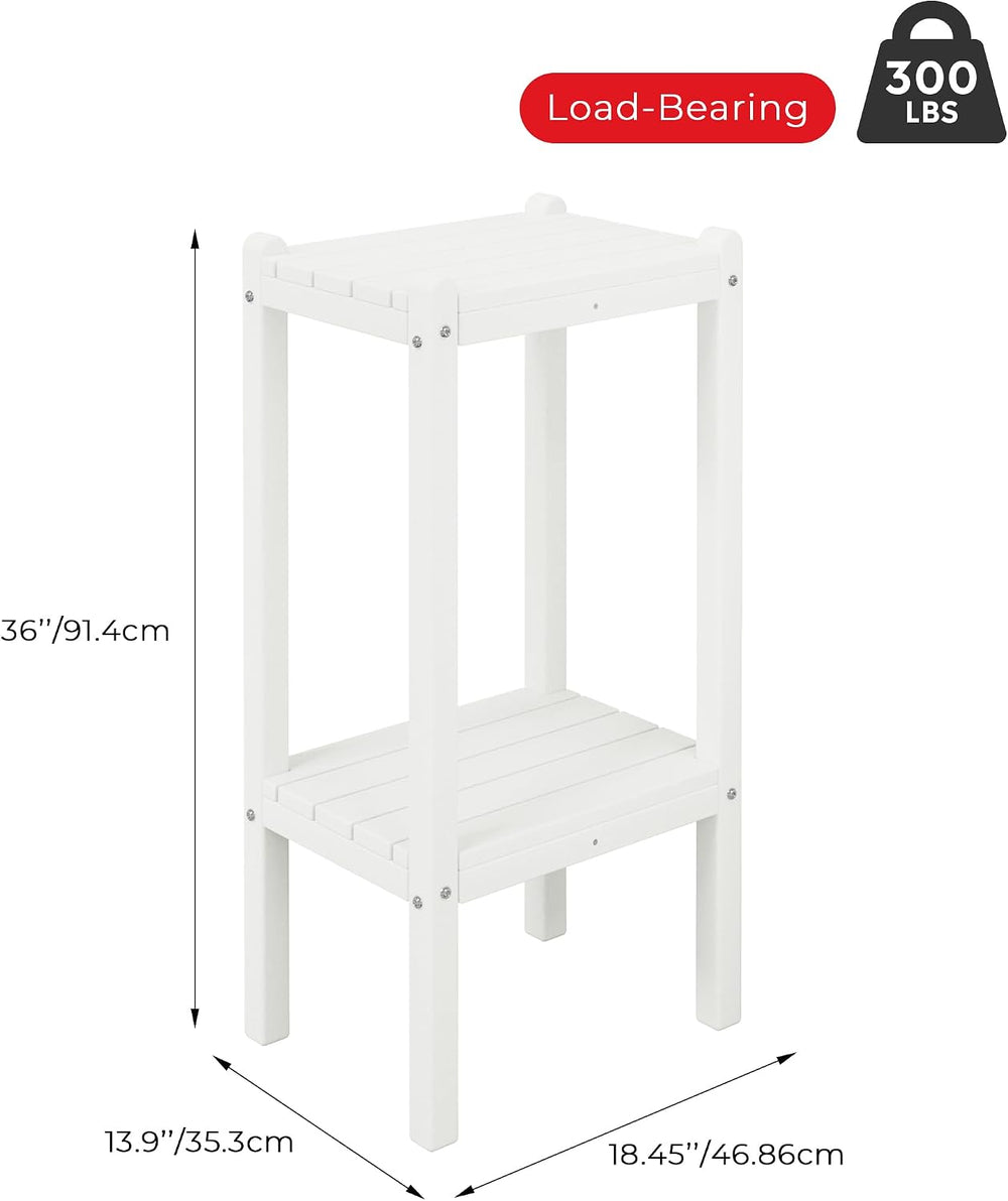 Costaelm Outdoor Side Table, 2-Tier Small Patio Coffee Tables for Outside, Ou...