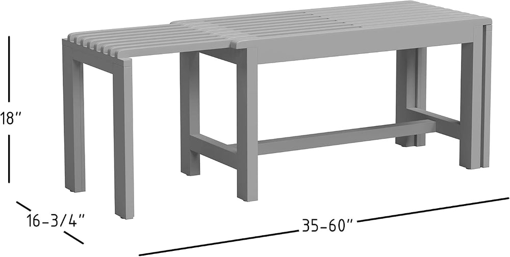 Jofran Bradford Extendable Solid Wood Hallway Bench, Buff