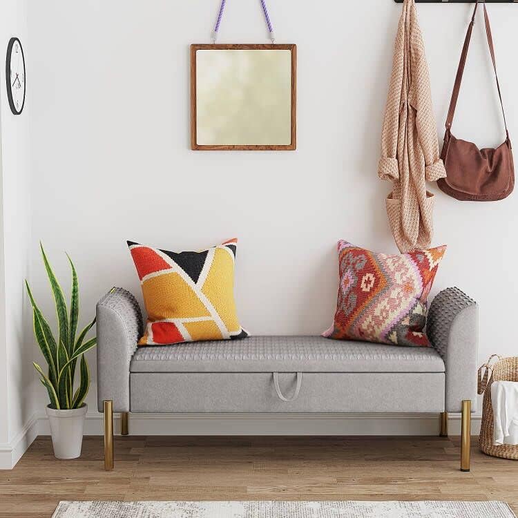 ALISH Storage Bench,Upholstered Storage Ottoman Bench,Modern Bed Bench Entryw...