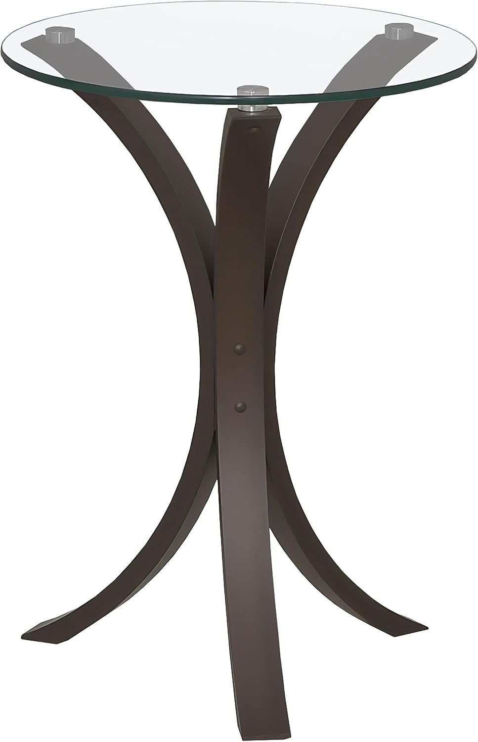 Round Glass Top Accent Side Table – Modern Minimalist Design with Sturdy Wood...