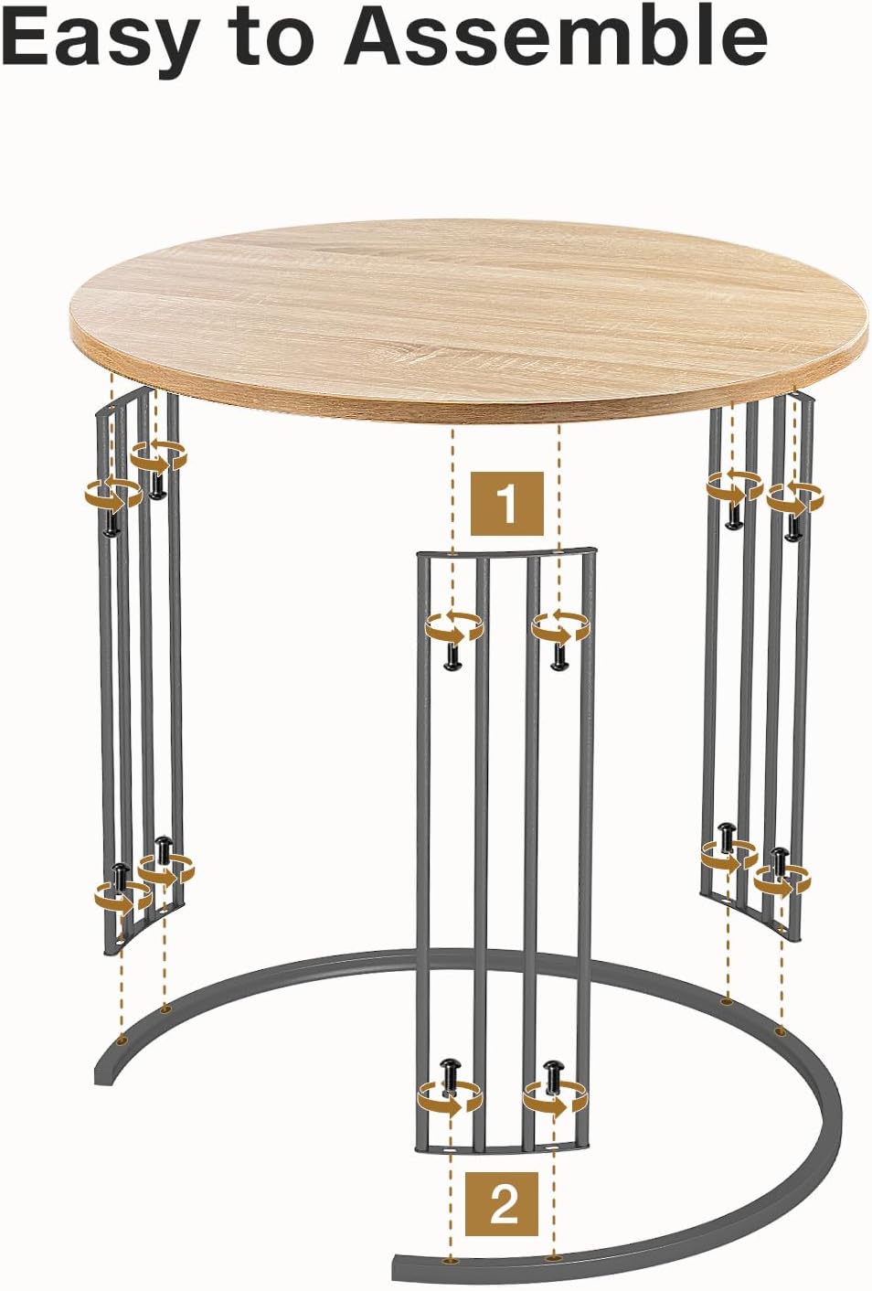 YORKING Nesting Coffee Table Set of 2, Round Table Set, Morden End Side Night...