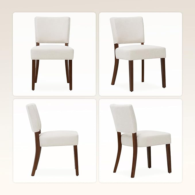 Upholstered Dining Chairs Set of 2, Fabric Kitchen Chairs with Padded Seat &a...