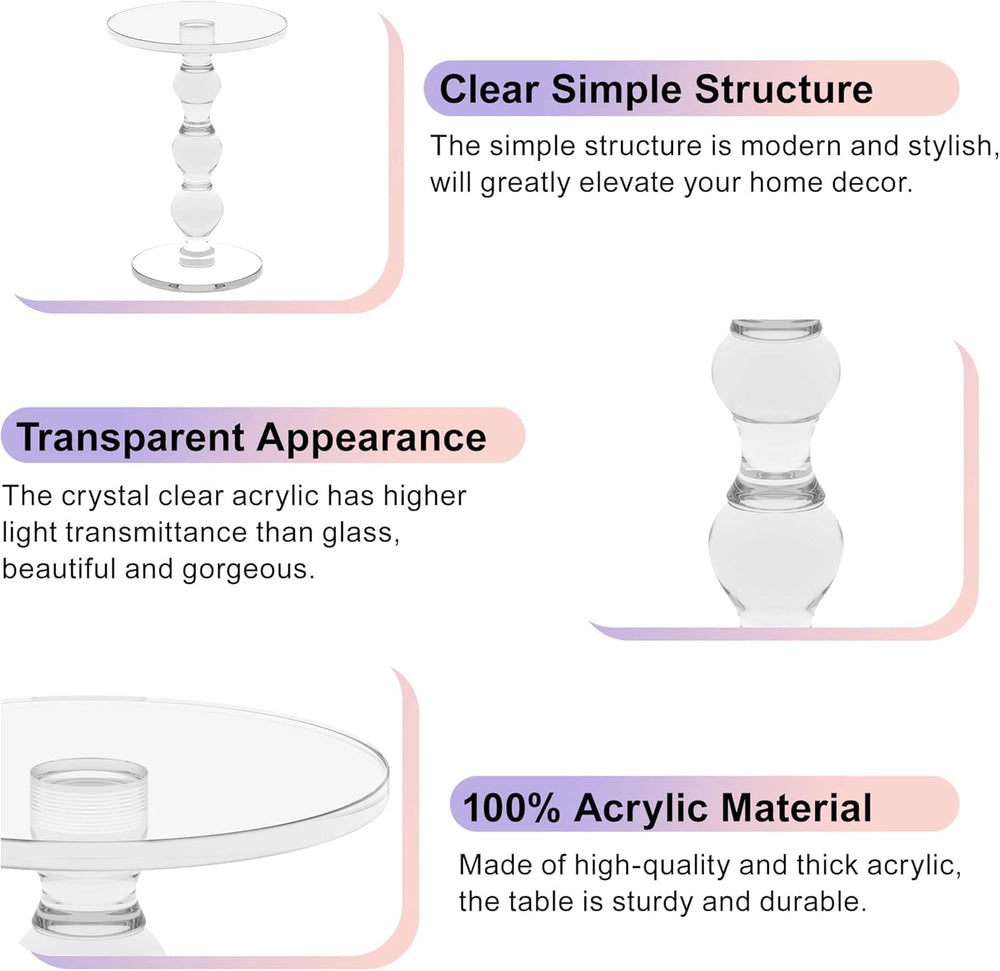 Acrylic End Table Set of 2, 16" x16" x 23" Modern Pedestal Acr...