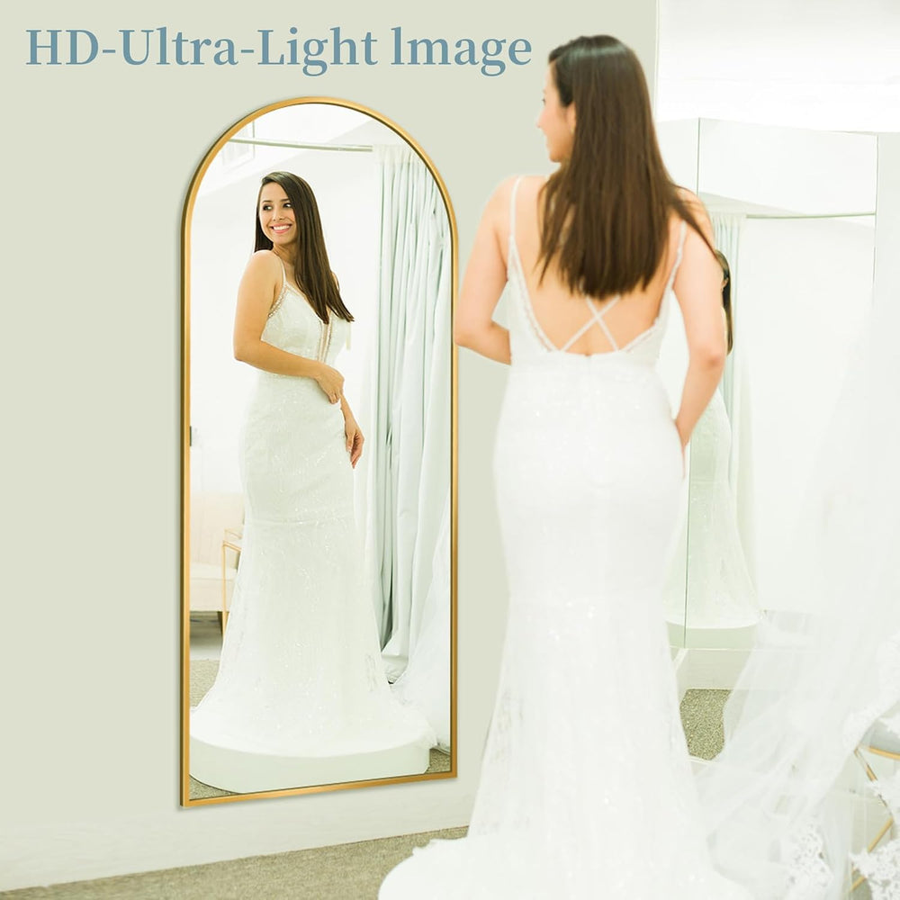 56"x15" Arched Full Length Mirror with Stand,Full Body Floor Mirror