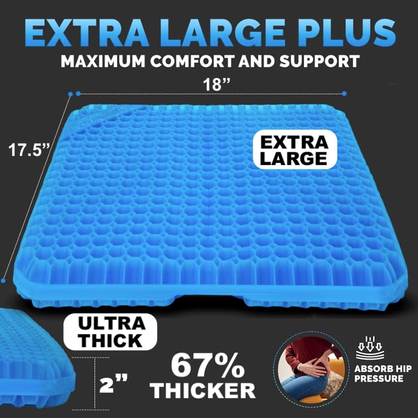 Gel Seat Cushions for Long Sitting- Extra Large & Ultra Thick(2 Inch) Ort...