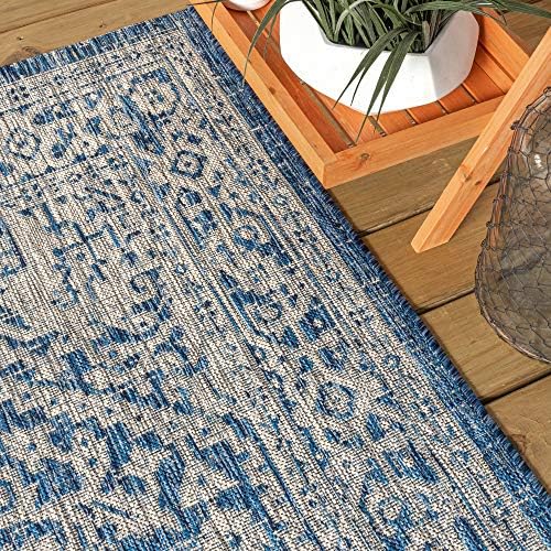 JONATHAN Y Medallion Weave Indoor Outdoor Area Rug 10X14 Navy/Gray, Sinjuri T...