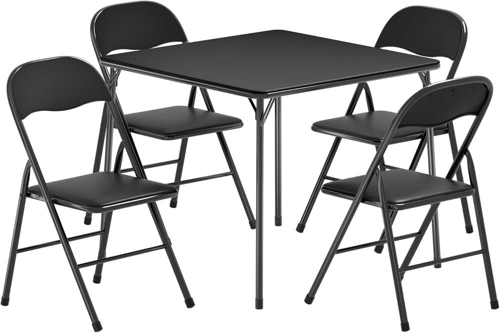 VECELO Folding Card Table and Chair Set of 5 Foldable with Padded Upholstery ...